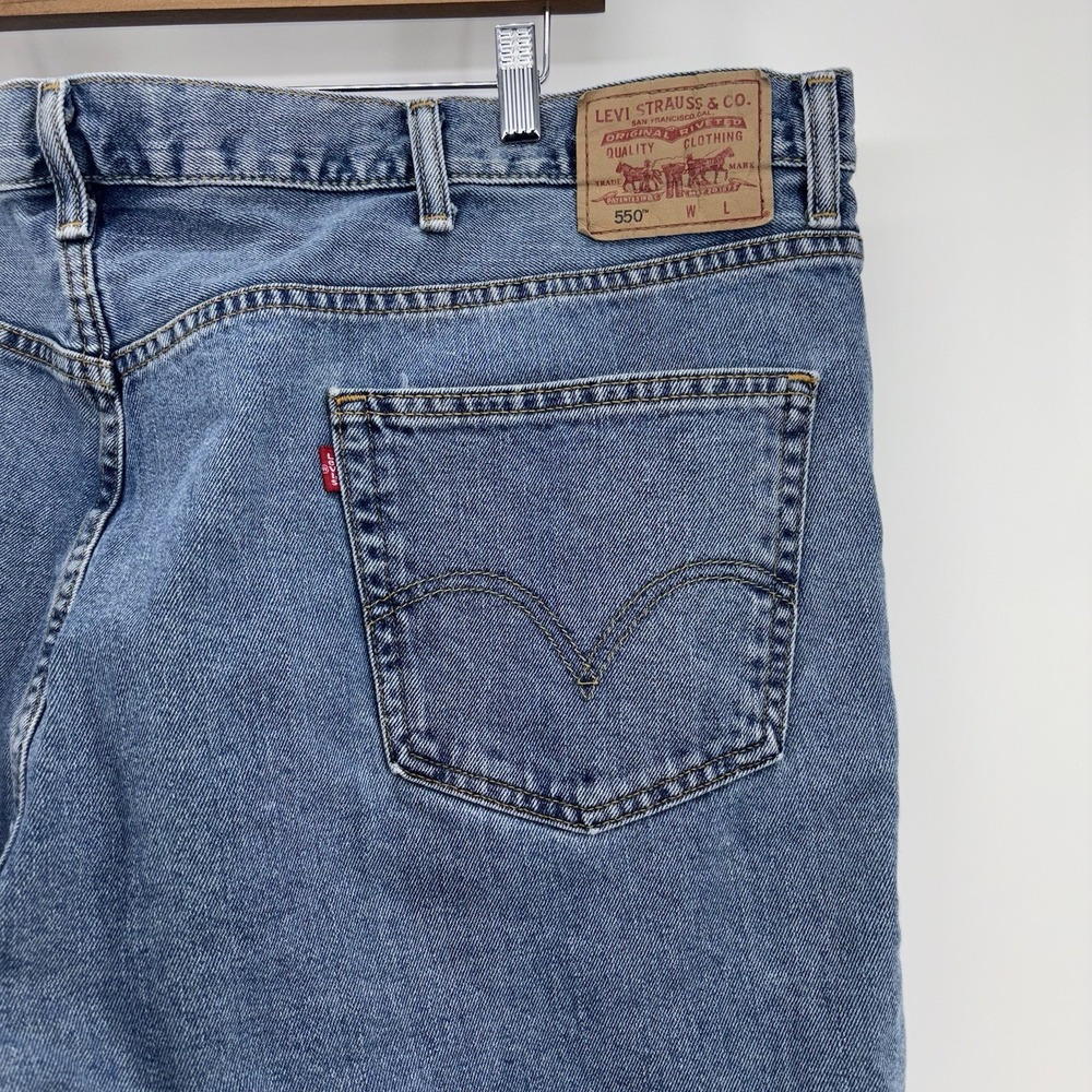 Levis 550 Jeans Men 50X29 Big And Tall Blue Relaxed Straight‎ Leg Denim Red Tab